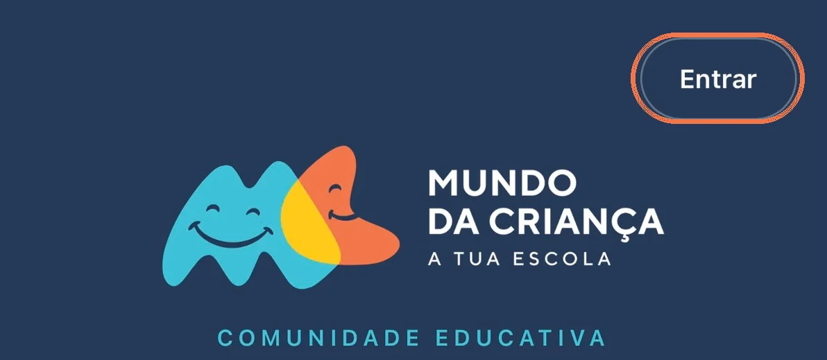 A página inicial do portal, com o botão Entrar destacado no canto superior direito.